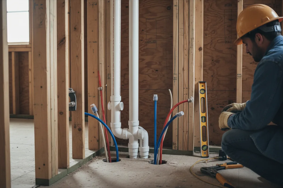 Drain and supply rough-in during Drain Cleaning in Big Bear Lake