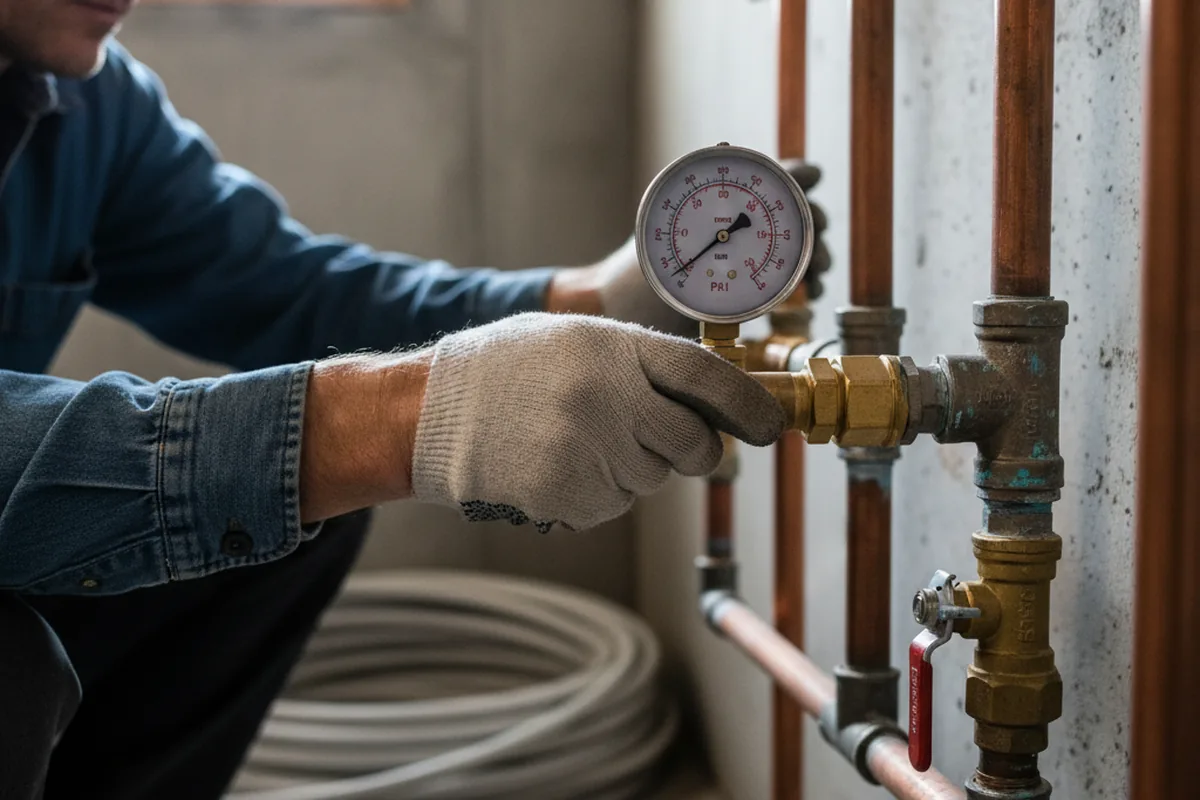 Pressure testing a repaired line during Water Line Repair in Big Bear Lake